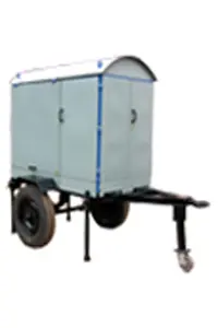 Machine mounted on pneumatic wheeled trailer with toeing arrangements